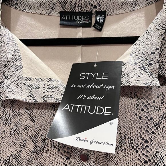 ATTITUDES by Renee • Snake Print Button Up Pullover Top • Size 2X - Picture 3 of 8